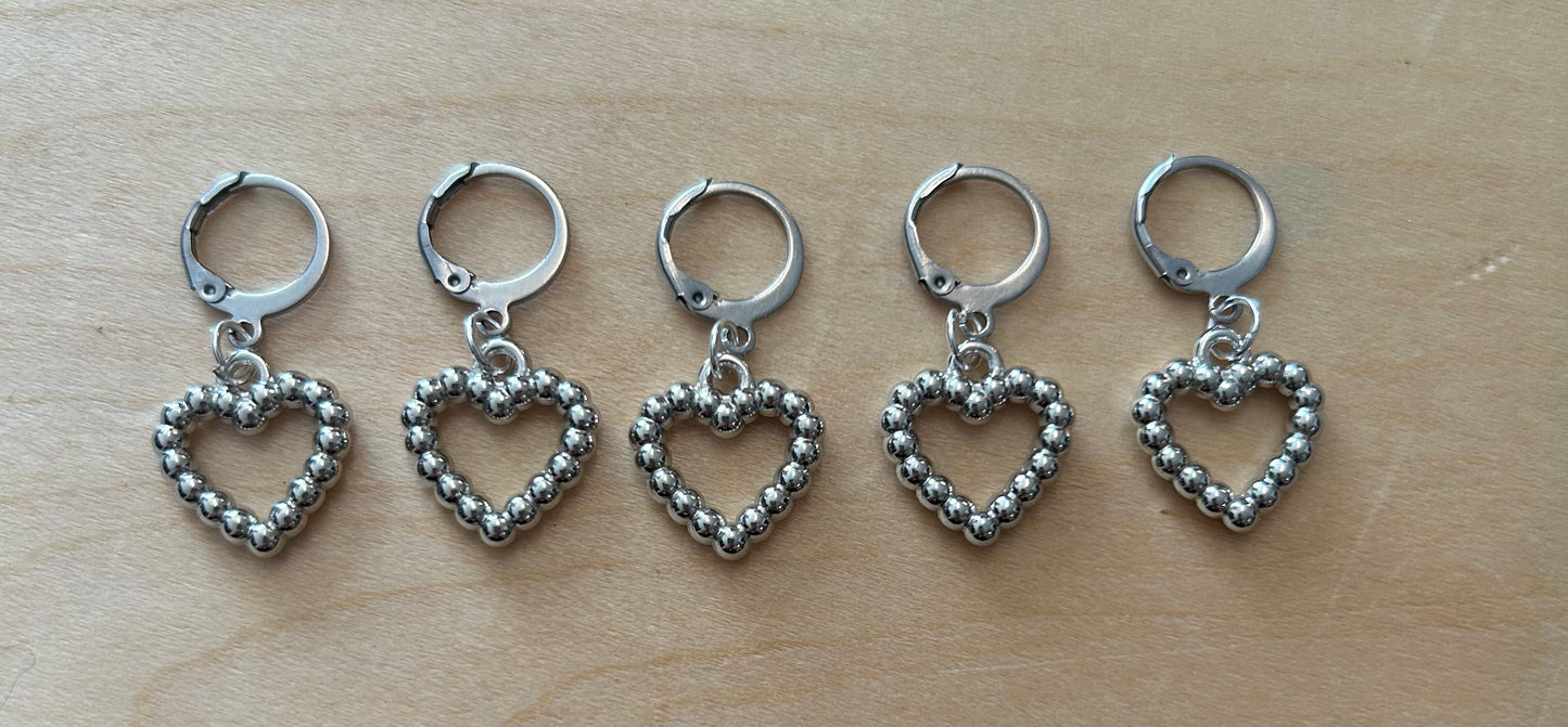 Heart stitch markers (5 pack)